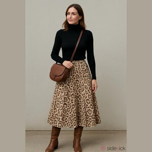 Elegant Leopard Print Midi Skirt